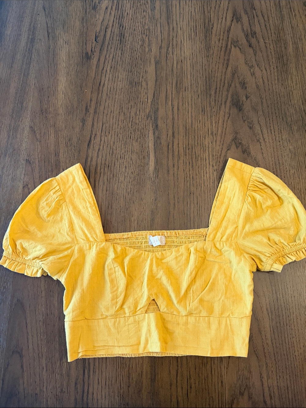 Altar'd State Yellow Puff-Sleeve Crop Top
